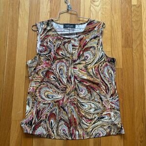 Black Label by Evan Picone Blouse Women's Size L Multicolor Sleeveless Pullover